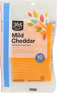 365 By Whole Foods Market, Cheese Cheddar Mild Kosher Sliced, 8 Ounce