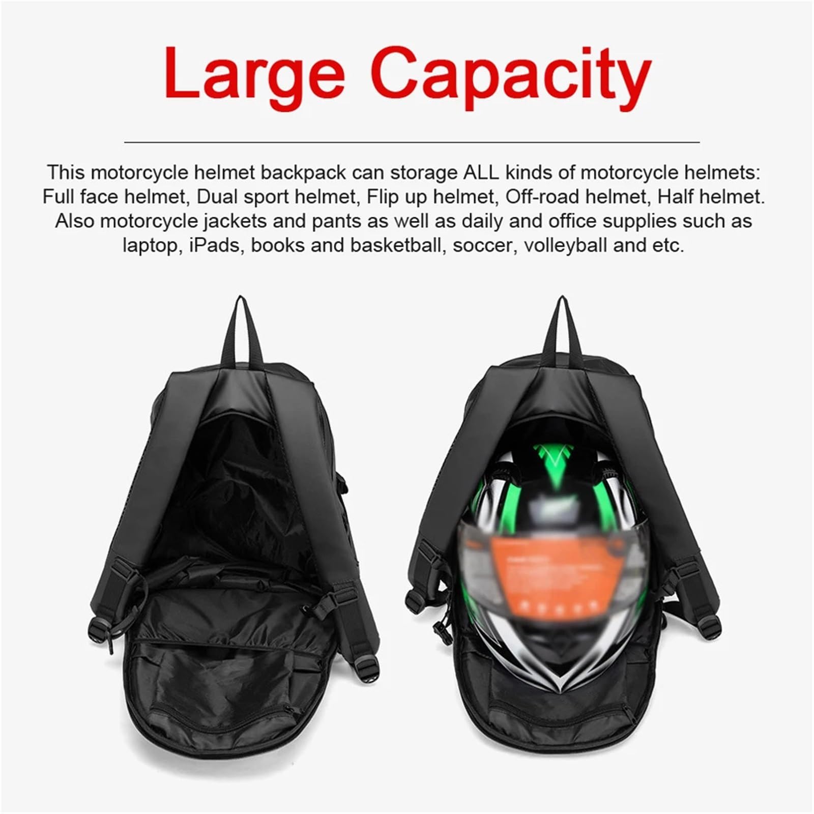 Borsa Porta Casco Zaino for Moto Multifunzionale di Grande capacità Borsa for Casco for Moto Equitazione for Uomo Donna for Impermeabile per Casco Moto Bicicletta Sci