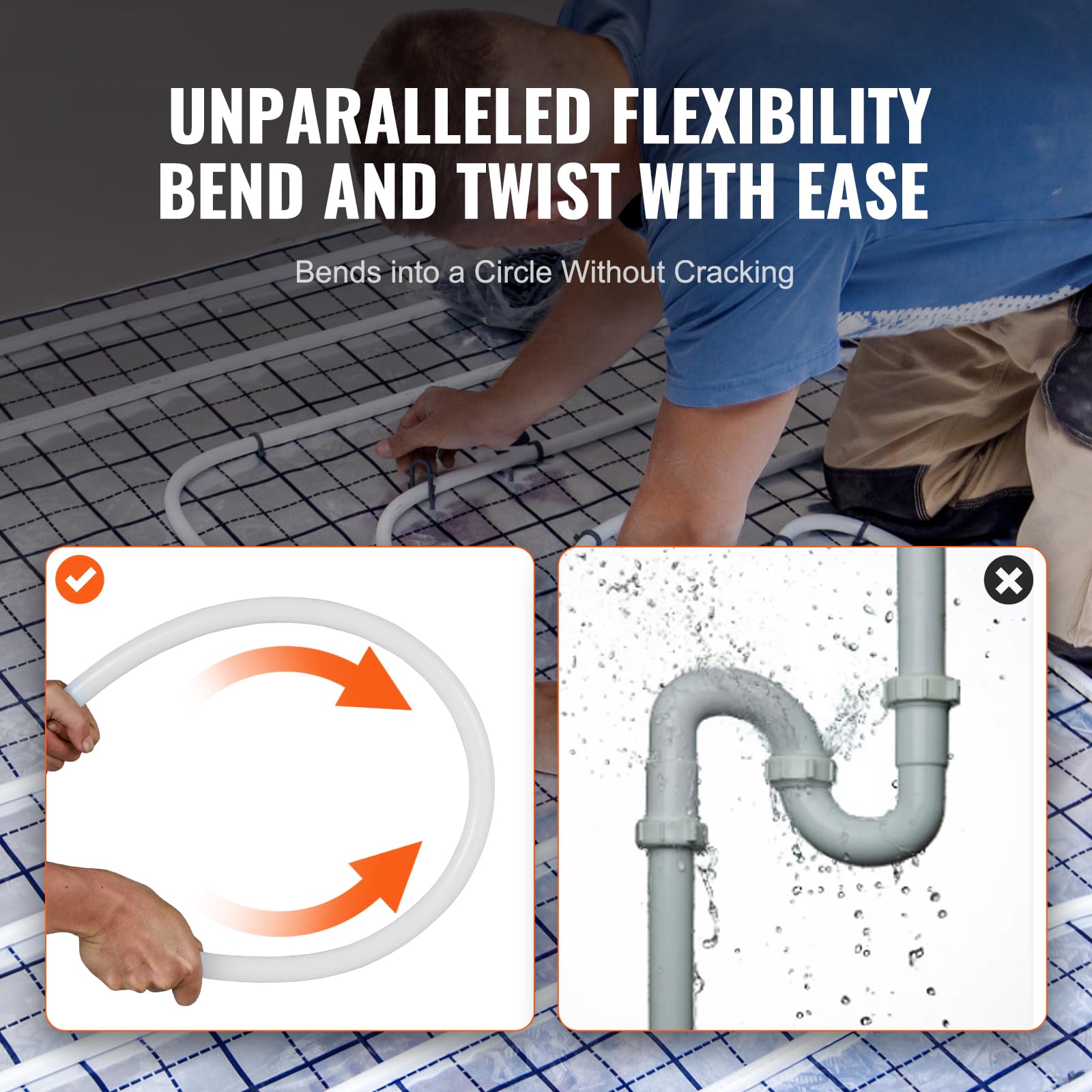 VEVOR PEX Pipe - Tubo flexible de 3/4 pulgadas, barrera sin oxígeno de 100 pies PEX-B para agua potable, para agua caliente/fría y restauración fácil, aplicaciones de fontanería con cortador y