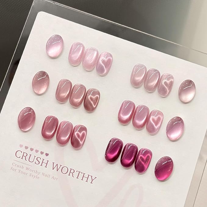 Set de Esmalte de Uñas Gel Cat Eye Rosa con Iman 6 Colores miniatura 2
