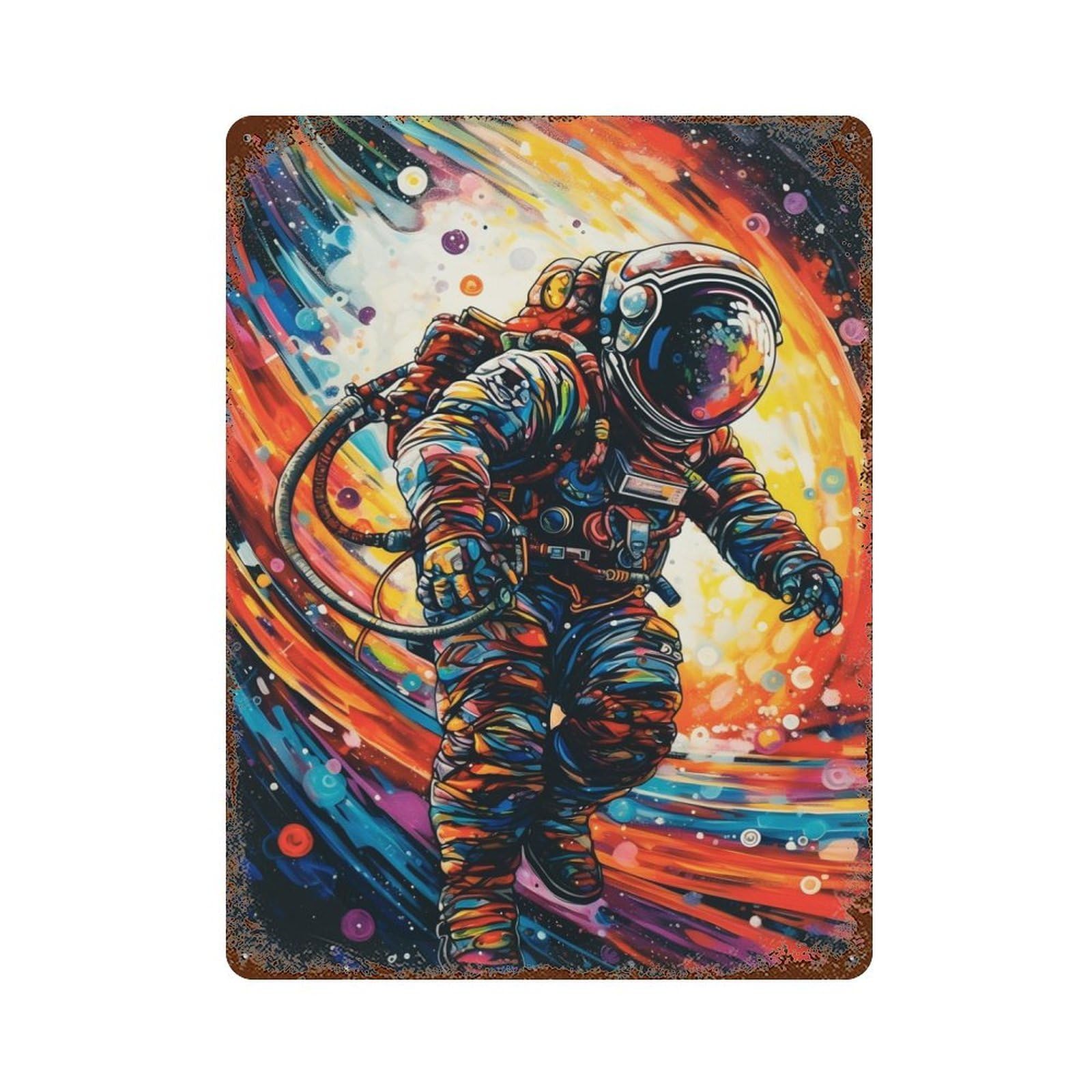 Astronaut Line Space Decorative Tin Sign 15.7"x11.8", for Bistro, Counter And Cafe Decor, Retro Wall Decor