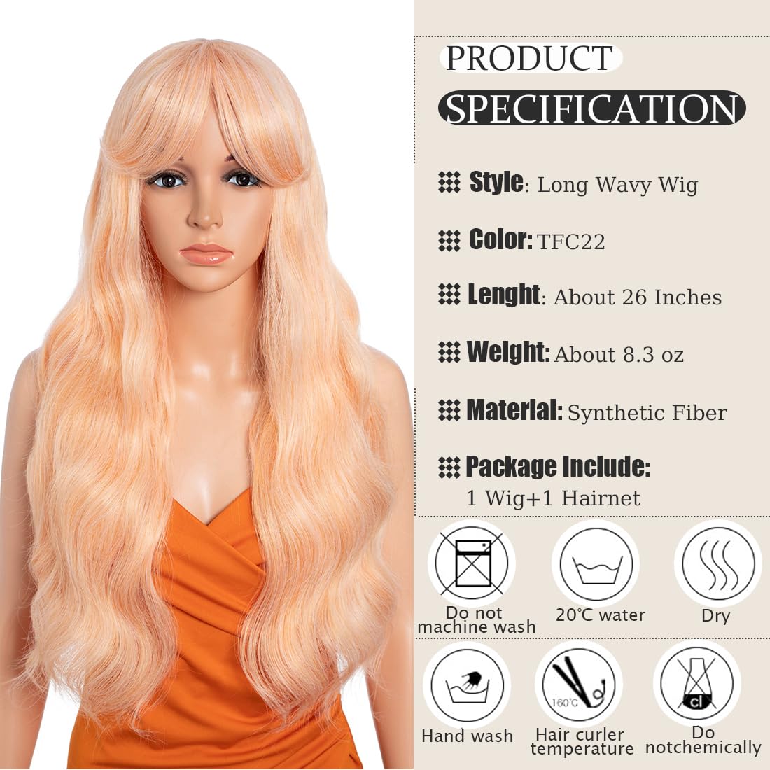 26 Inch Long Wavy Wigs for Women Black Wig with Bangs Ombre Brown Wig with Dark Roots Long Layered Wig Heat Resistant Synthetic Wig Natural Looking Wigs for Daily Party Use(TFC22) - Image 2