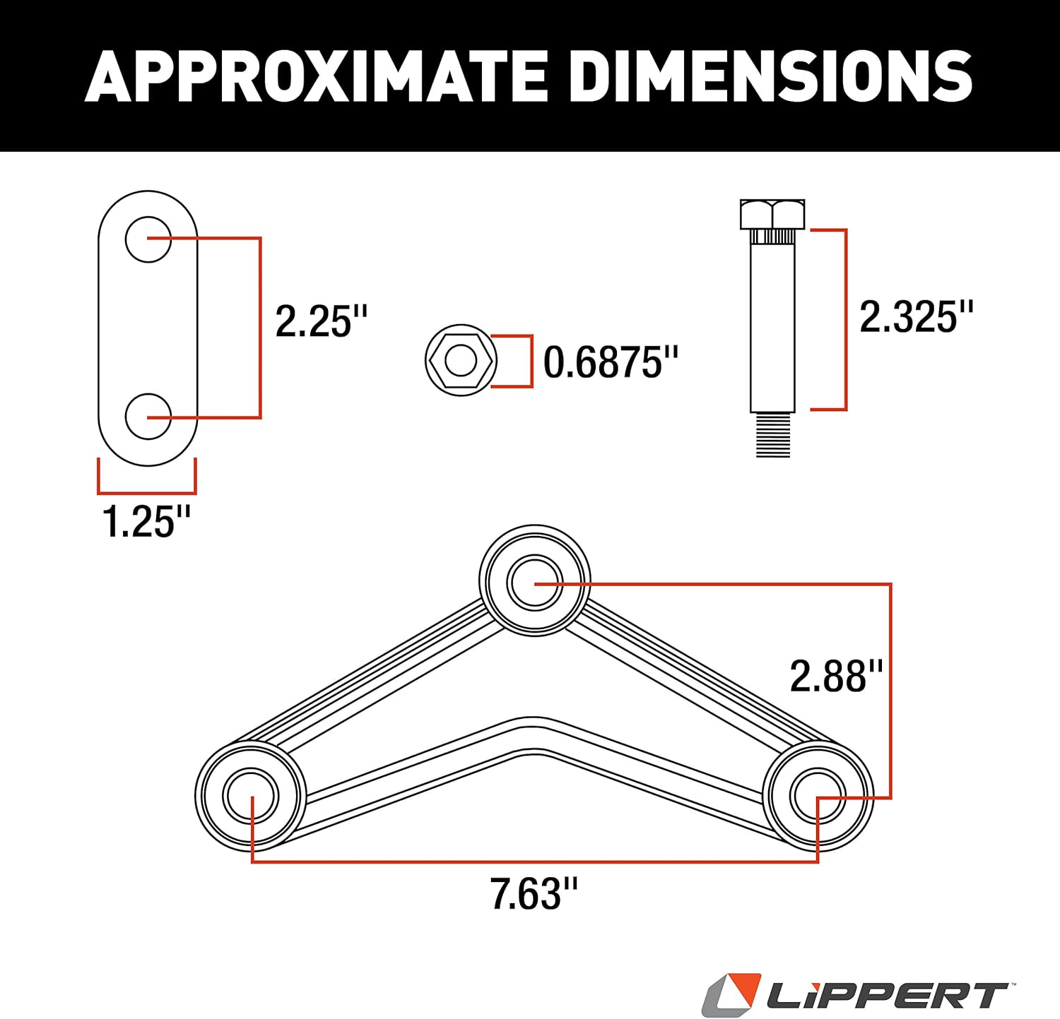 Lippert Replacement Tandem Axle Attaching Parts (AP) Kit with Long Equalizer and Standard Bolts for RV Trailer Suspensions - 121099