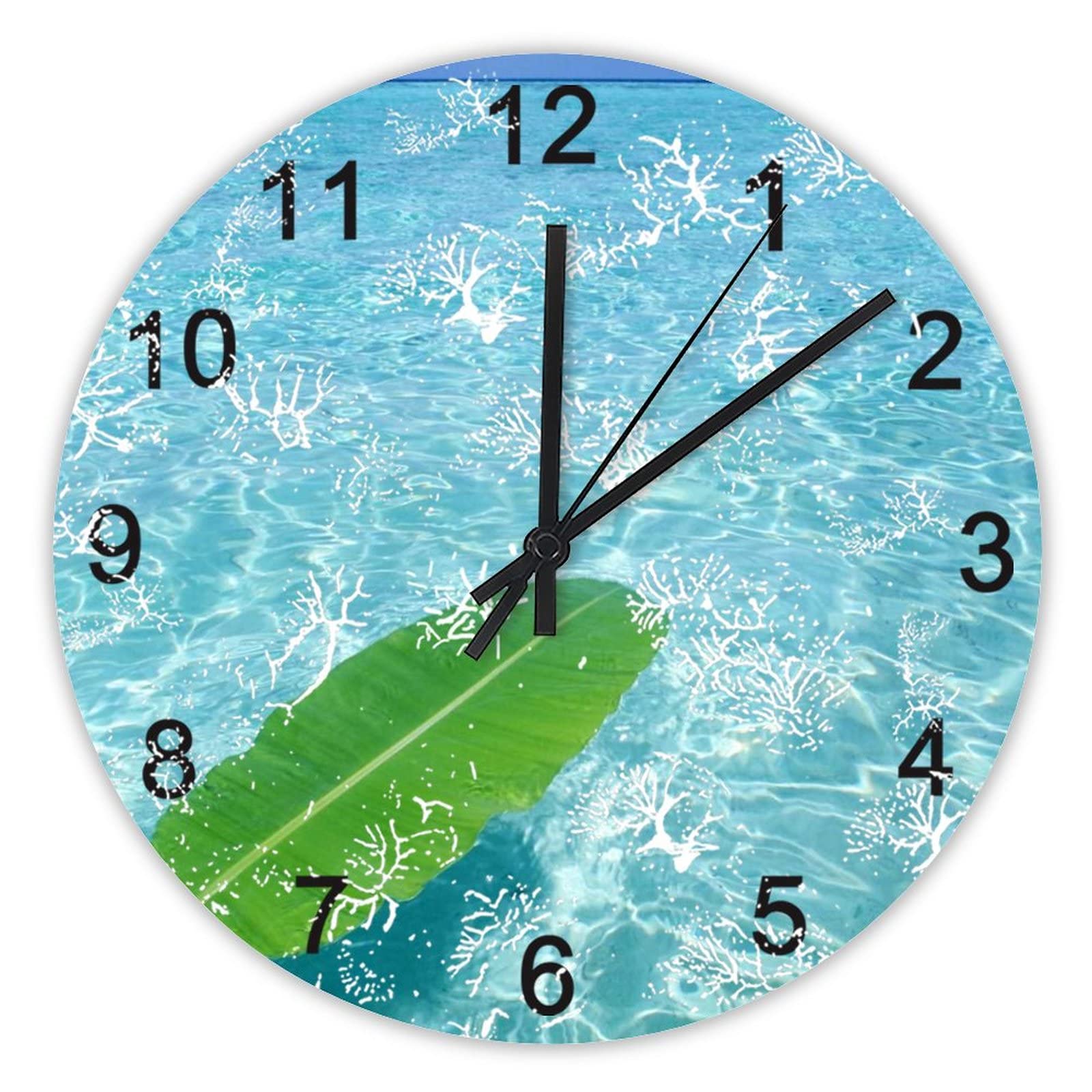 Horloge murale de cuisine feuilles de bananier sur la mer