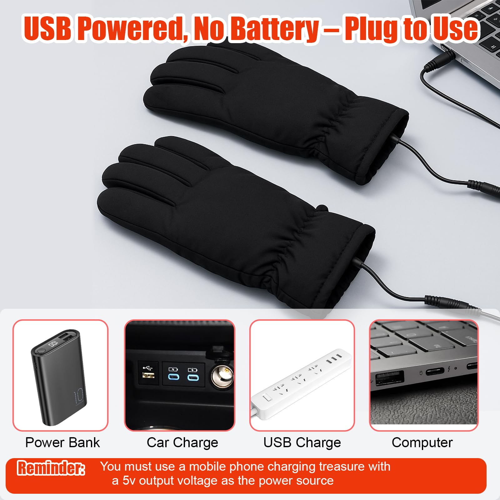 Gants Chauffants USB Pour Homme Et Femme, Gants Chauffants électriques Tactiles, Amovibles Et Lavables, Grands Gants Chauffants Tricotés Pour Cadeau D'hiver