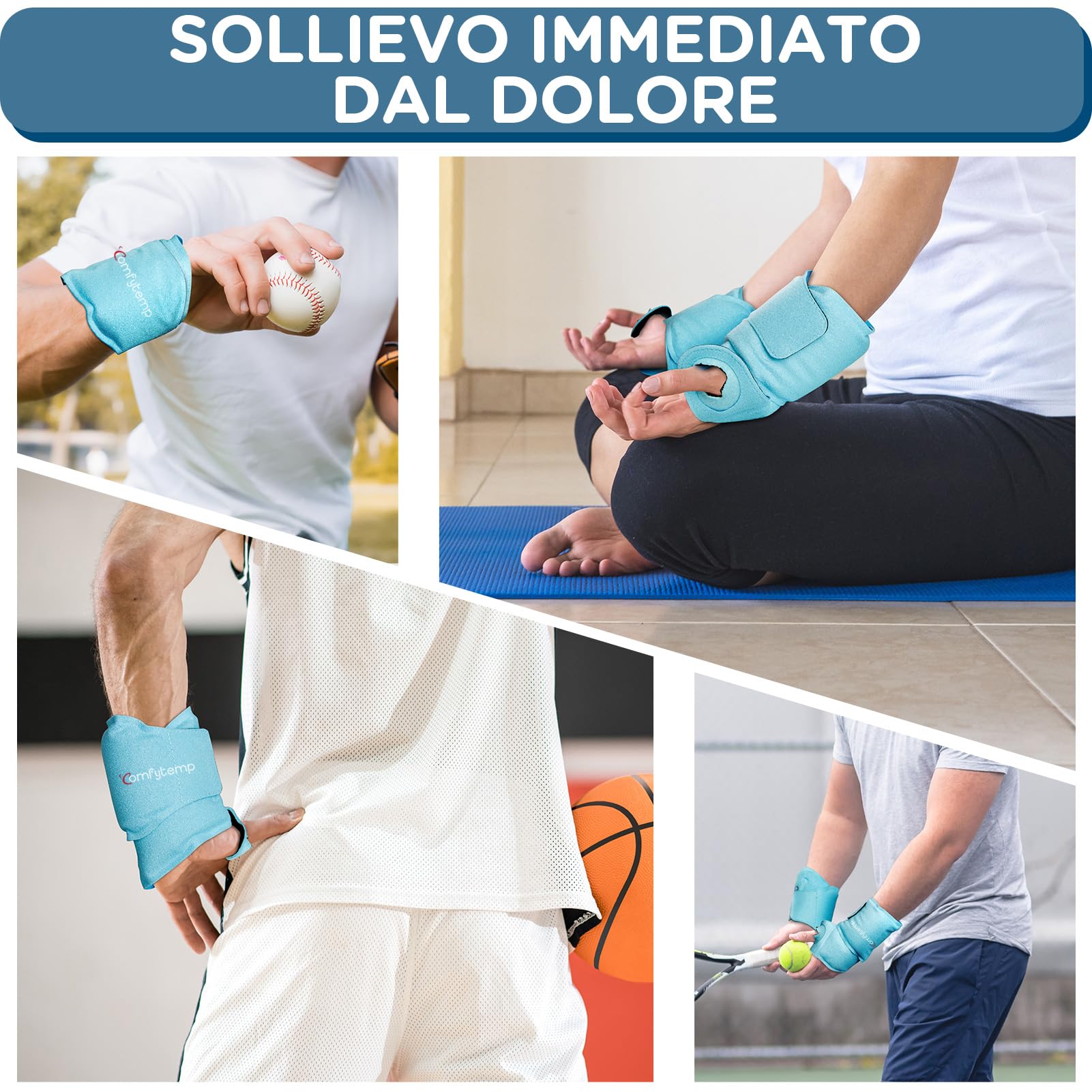 Comfytemp 2 Unità Borsa di Ghiaccio da Polso, Tasche di Ghiaccio Riutilizzabile in Gel per le Mani, Impacchi di Ghiaccio in Gel per Lesioni alla Mano, Gonfiore, Artrite, Alleviare il Dolore