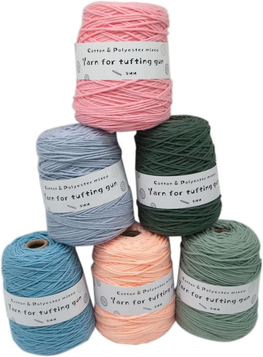 Gomitoli di Lana Filato per pistola tufting, filato tuftato misto cotone e poliestere, filo per la realizzazione di tappeti, filato multicolore opzionale per maglieria/uncinetto, filo per cucire arti