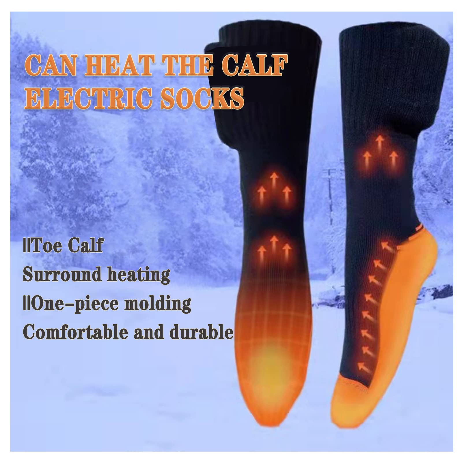 Chaussettes chauffantes électriques pouvant Chauffer Le Mollet, Chaussettes chauffantes Rechargeables 4000 mAh pour Homme et Femme, Chauffage Surround 3D de la Semelle du Pied du Mollet, pour Les SP