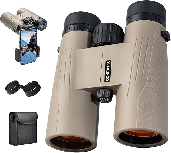 12x42 HD Binoculars for Adults High Powered Binoculars with Upgraded Phone Adapter Waterproof Compact Binocular with Low Light Night Vision for Bird Watching Hunting Outdoor Sports Concerts Mud