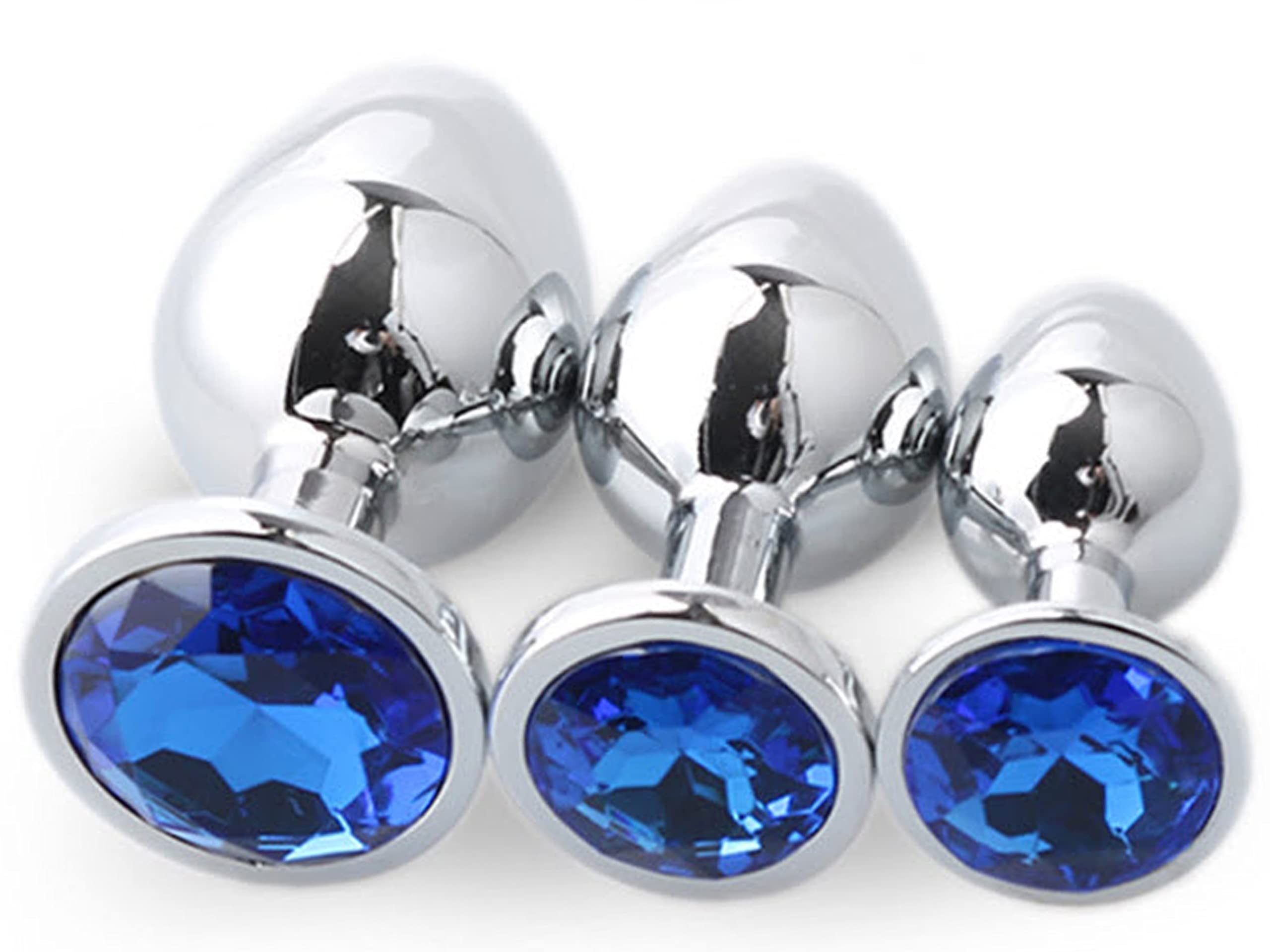 Amazon.com: Plug Emporium Sapphire Blue Crystal Metal Butt Plug Adult Toy  Choose Your Size or Set of 3 : Health & Household