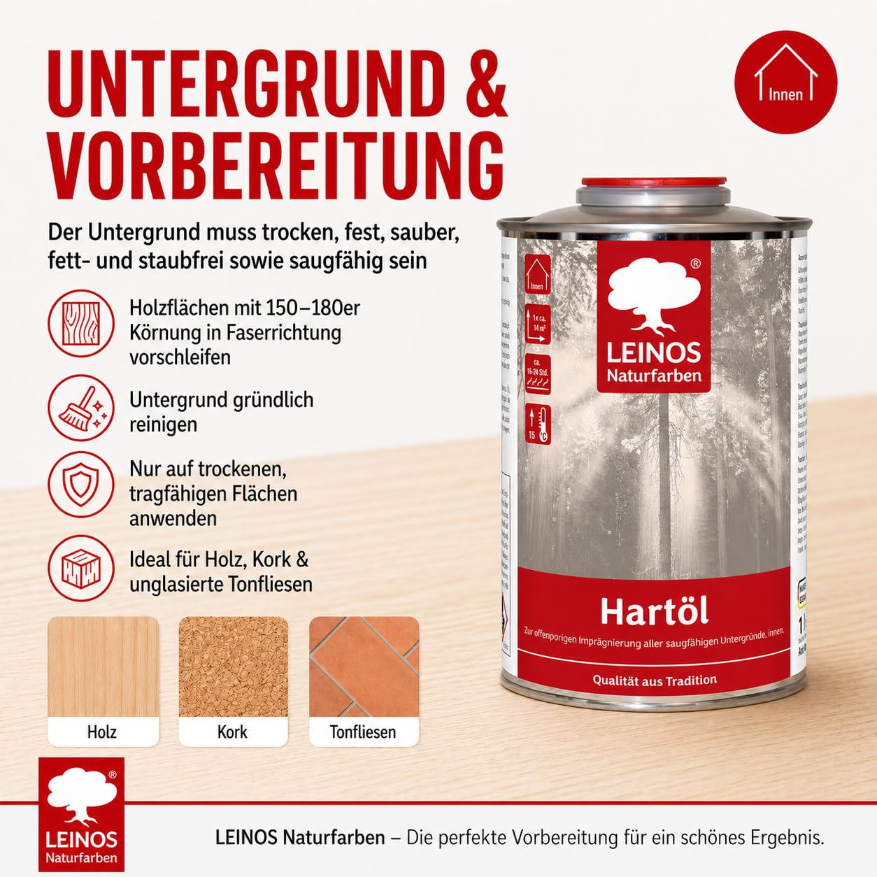LEINOS Aceite para madera 1 l | Aceite duro incoloro para mesas, muebles, encimeras | Aceite para muebles de roble teca para un sellado eficaz y una protección duradera en interiores