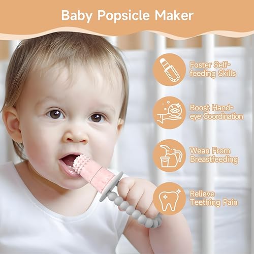 Miniatura 2 de Morlike Baby Tiny Pops, Molde de paletas de silicona 100% para bebés de 4 meses + moldes de leche materna para aliviar la dentición, esenciales para