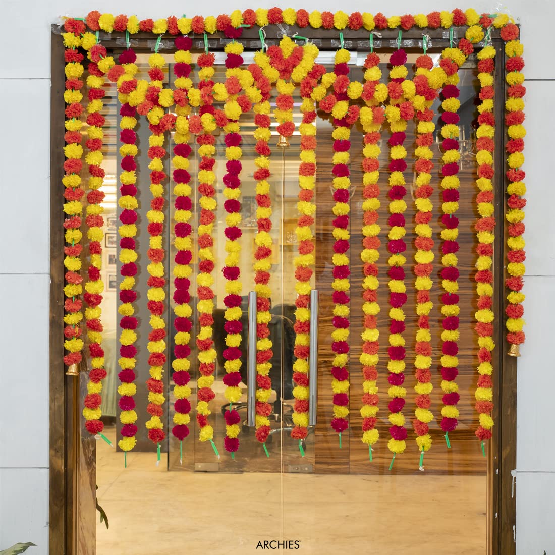 Buy archies Artificial Flower Marigold Garland (Orange Yellow, Length