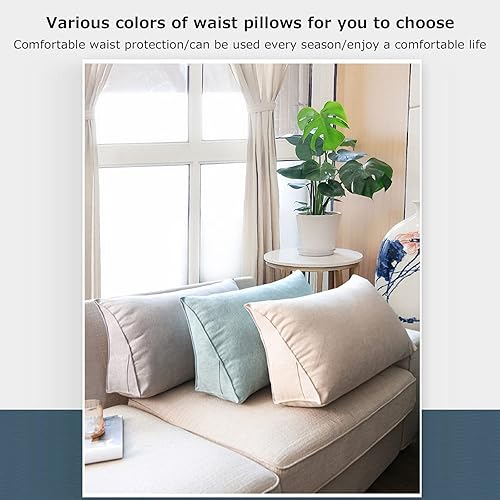 Miniatura 8 de Almohada de cabecera con protección de cintura, almohada de lectura, almohada triangular de cuña, cojín de espalda larga con funda extraíble (verde,