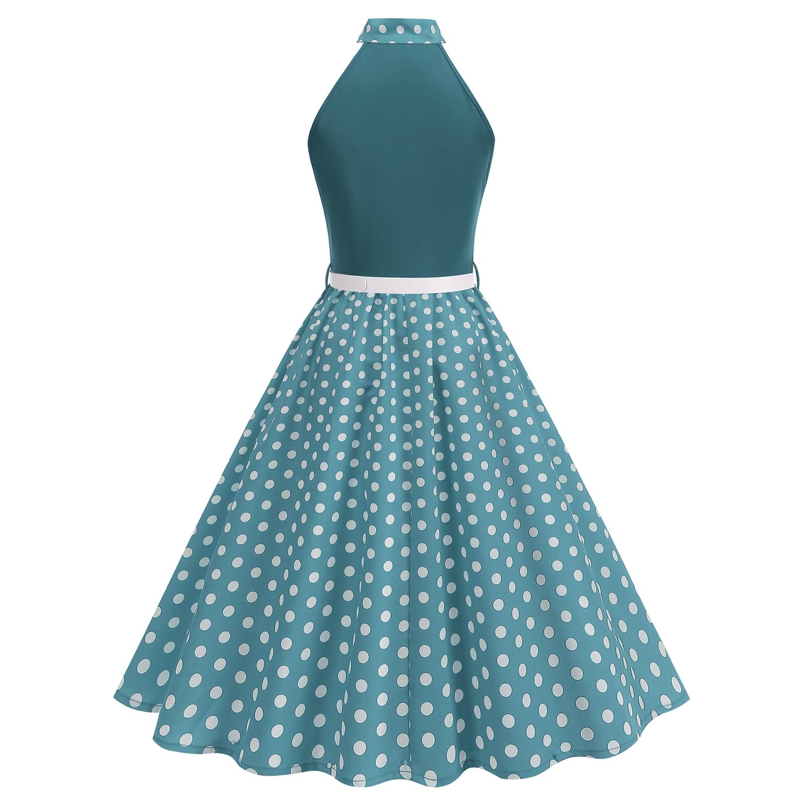 Robe vintage des années 1950 pour femme - Style rockabilly - Swing - Style Hepburn - Col rond - Style années 50 - Robe midi rétro - Robe midi - Pour cocktail, fête, soirée formelle, bal de