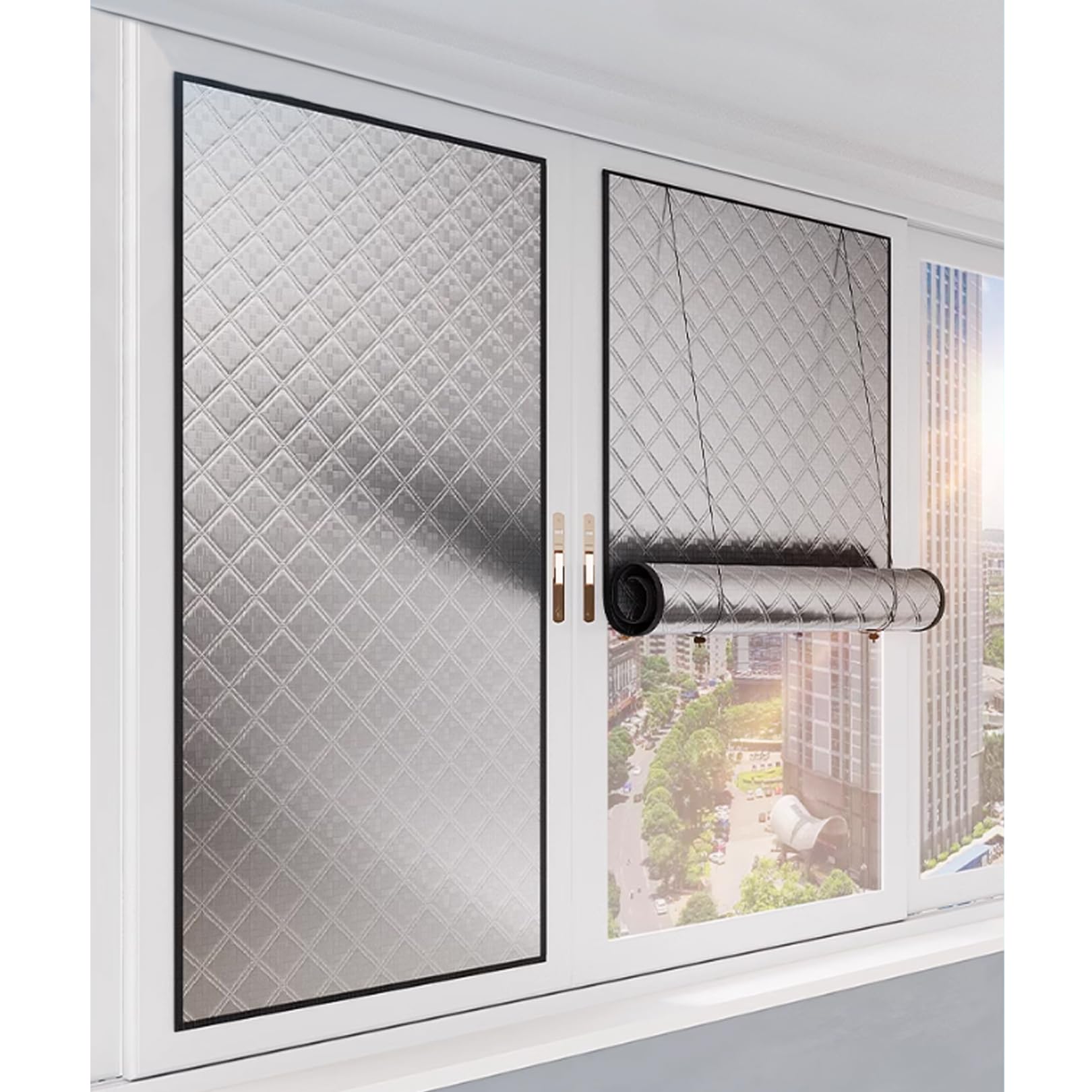Xunfakeji Window Insulation Kits, Keep Cold Or Heat Out, Windproof Noise, Window Treatment Thermal Insulated, Reusable Window Wrap Fits Windows Air Conditioner Heater Room, Width X Height(Length) (120X120cm)