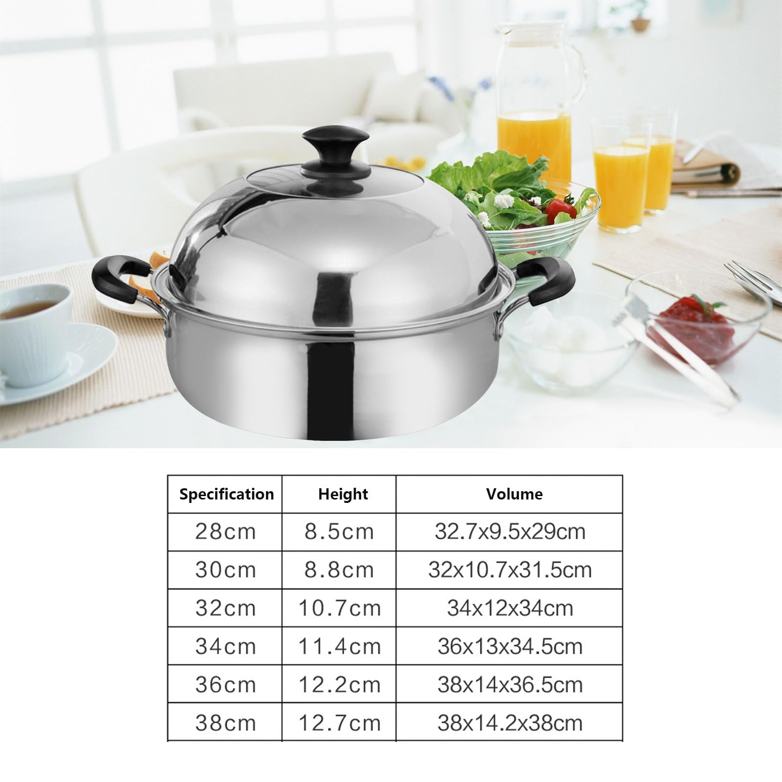 2-stufiger Dampfgartopf aus Edelstahl zum Kochen, multifunktionaler Dampfgartopf mit Deckel für Fisch, Schalentiere, Gemüse, Knödel und Suppe (30 cm)