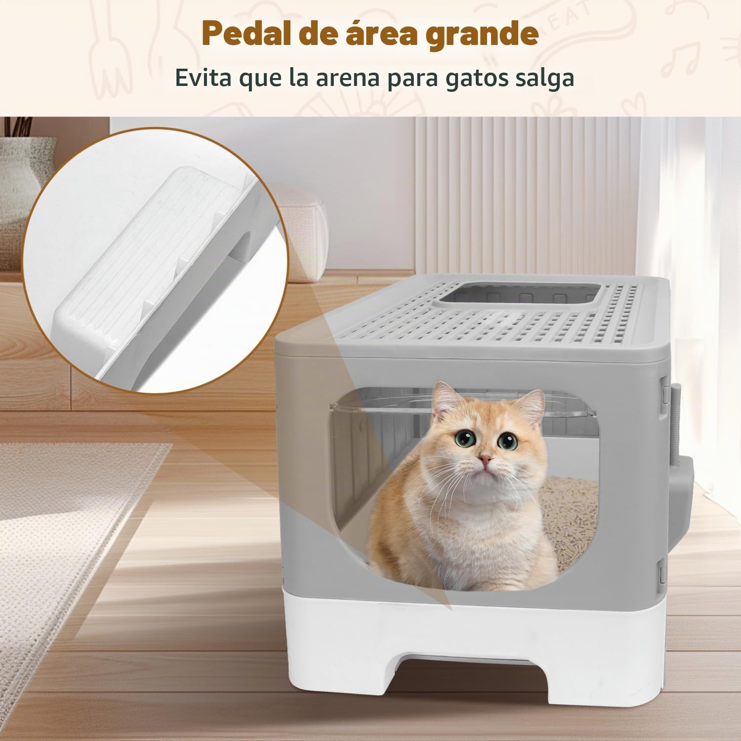 Nobleza - 2 x Arenero para Gatos, Caja de Arena Plegable para Gatos, Caja Arena con Bandeja Extraíble y Pala, Espacioso para Gatos Grandes, 48.5 x 38.5 x 38.2 cm
