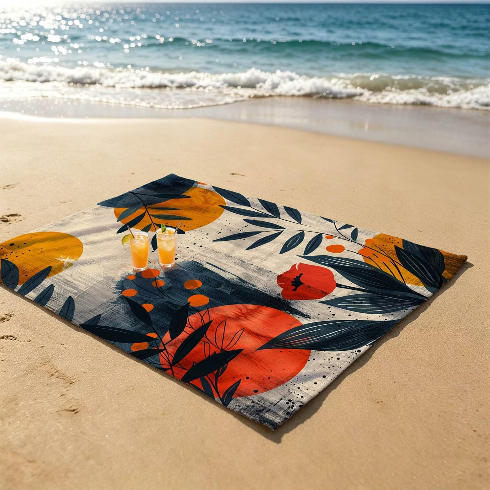 Toalla Playa Grande 160 x 220 Vacaciones Accesorios Viaje, Toalla Playa Redondo Suave Cómodo Secado Rápido, Flor Toallas Baño Grandes 220x160cm para Yoga Fitness Natación Sauna Baño Regalo XTLS-4564