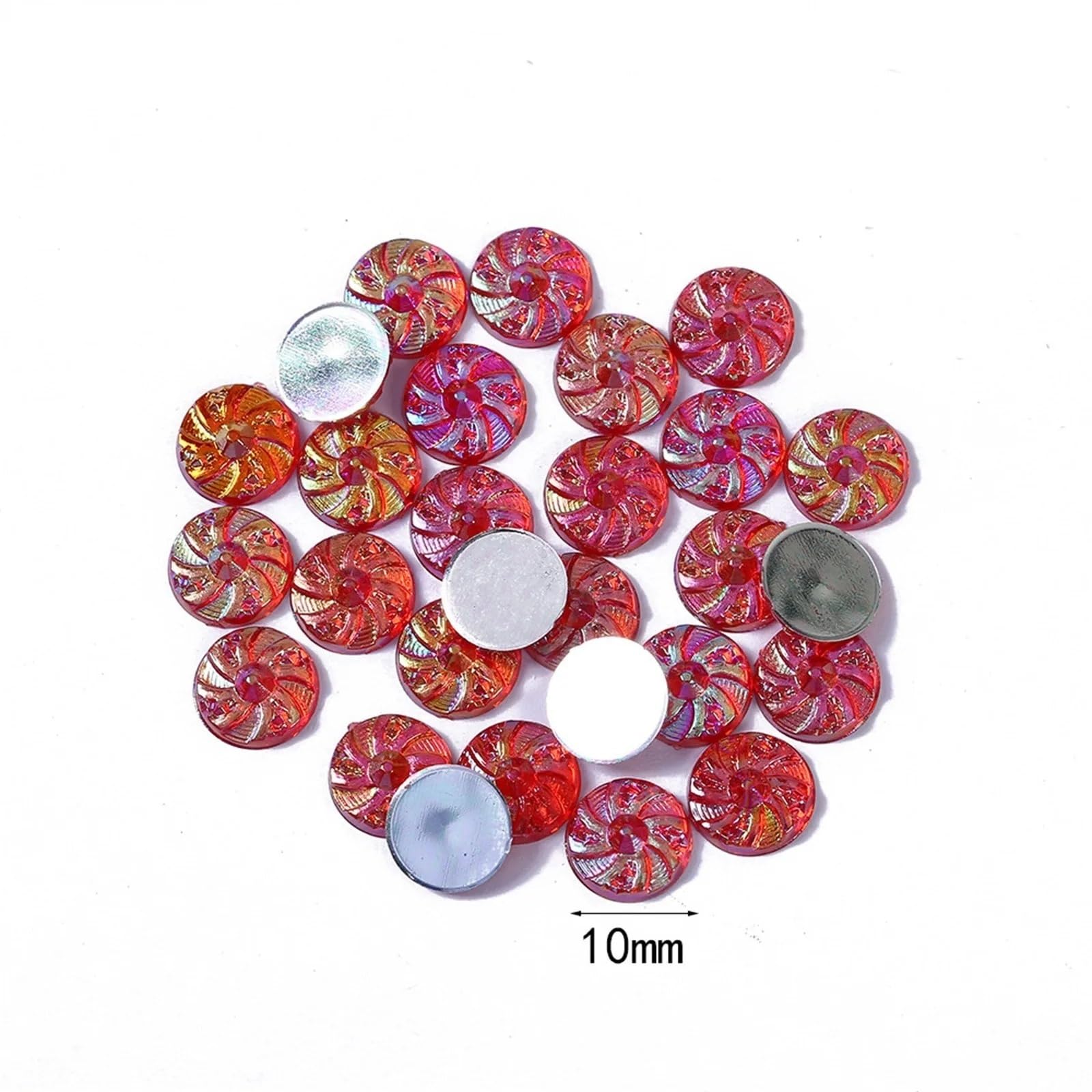 bottoni, Bottoni automatici in resina con strass retro piatto, confezione da 100, multicolore, 10 mm(Pink)