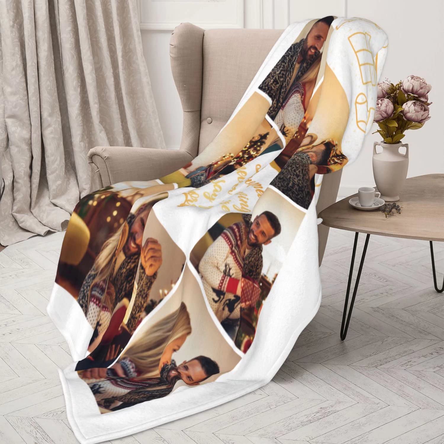 Manta Personalizada con Foto Franela Fleece,Regalo Personalizado-Collage Cualquier Imagen Nombre Texto Personalizados Regalos para Adulto Bebé Familia Mascota Navidad