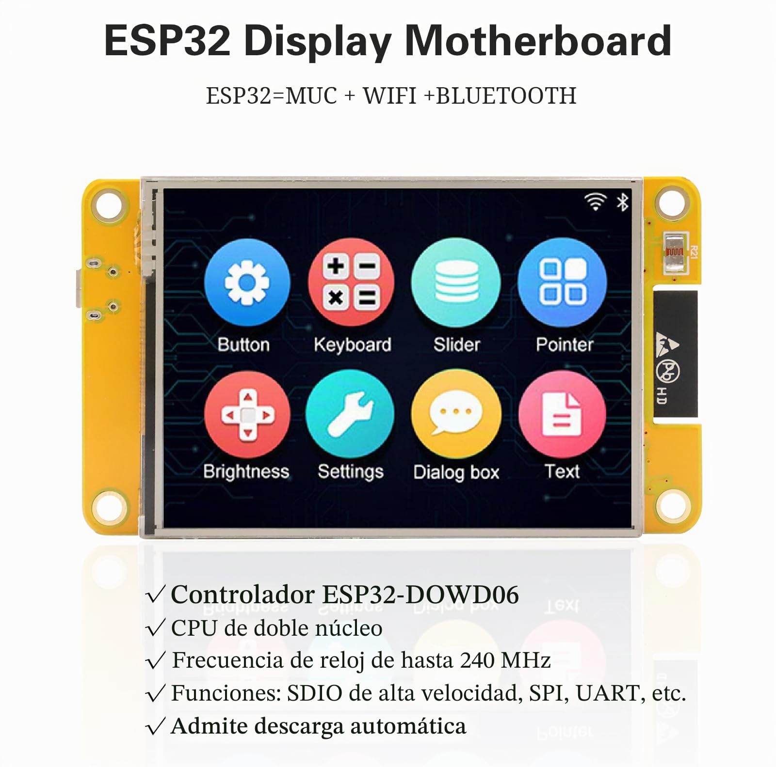Binghe ESP32 Display ESP32 Placa de Desarrollo con WiFi Bluetooth 2.8" 240 x 320 ESP32 Pantalla Inteligente Módulo TFT táctil High-Speed IoT Connectivity Compatible con Arduino/LVGL(2 Piezas)