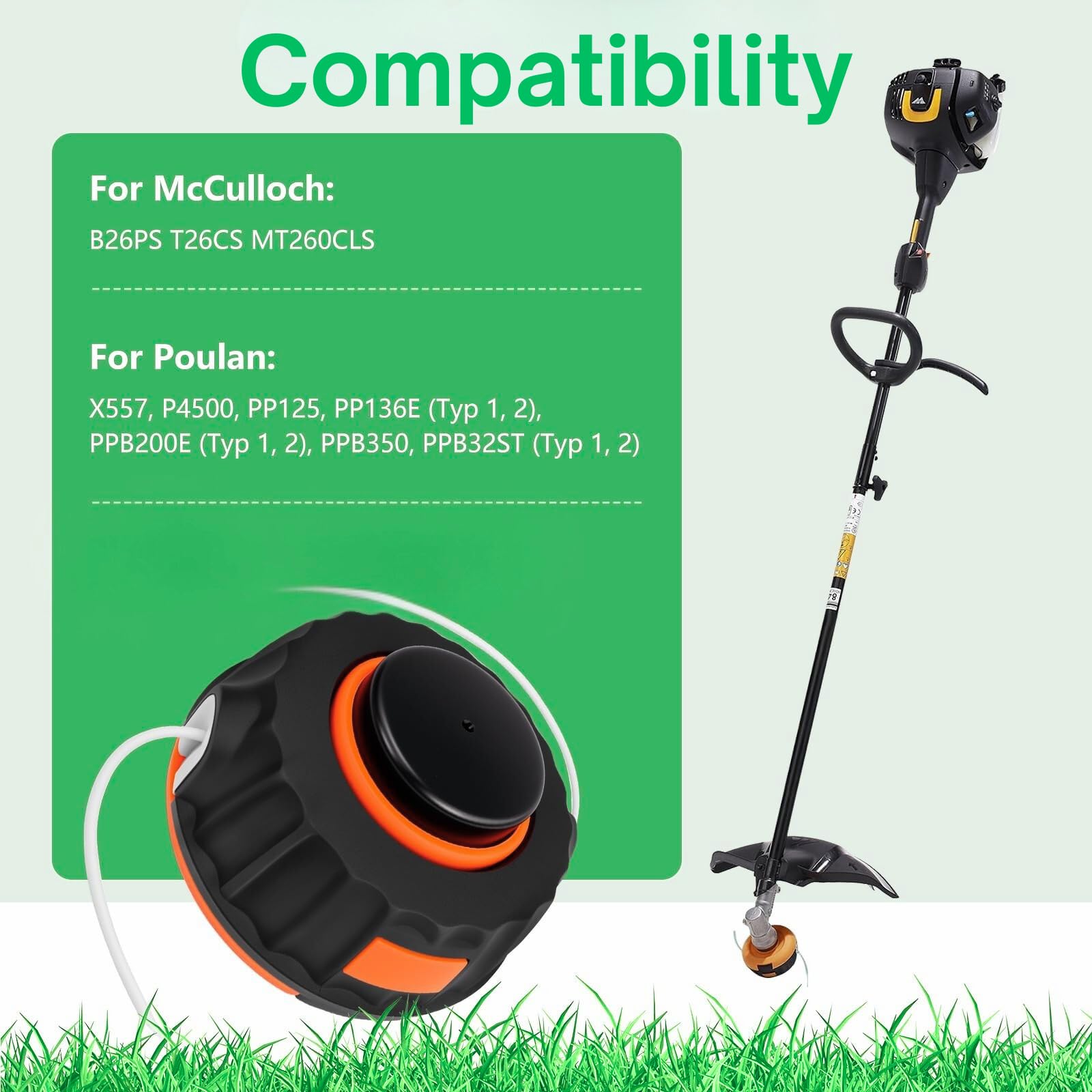 Cabezal de corte para piezas de repuesto McCulloch - cabezal de corte de cepillo universal para B26Ps T26Cs MT260CLS y Weedeater MX557 P4500 PP125, cabezal de corte de 10,5 cm de (Negra)
