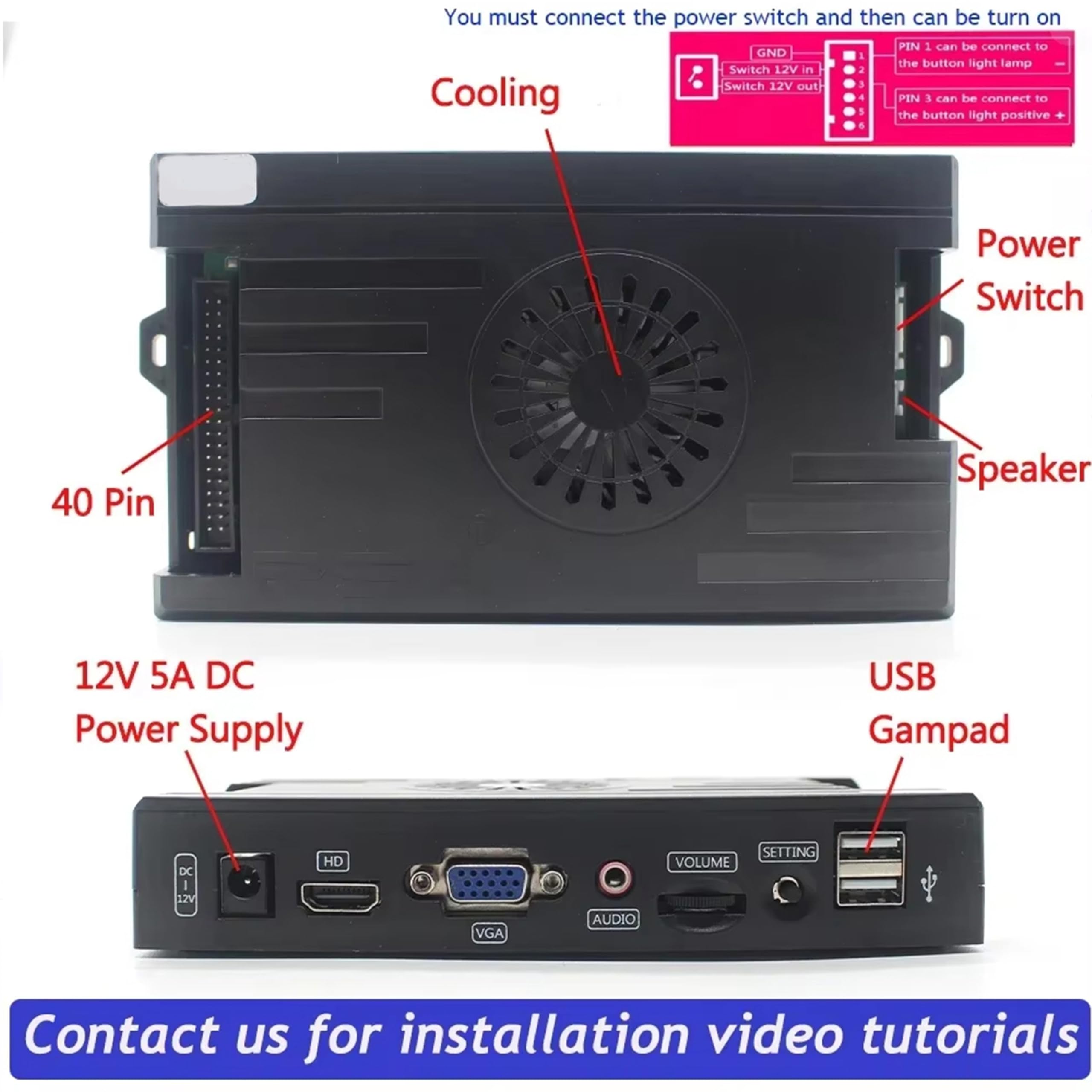 9800 w 1 Saga DX specjalna wersja tablica zręcznościowa zestaw DIY dla 4 graczy obsługa gier 3D przyciski joysticka kabel wiązki (niebiesko-żółty)
