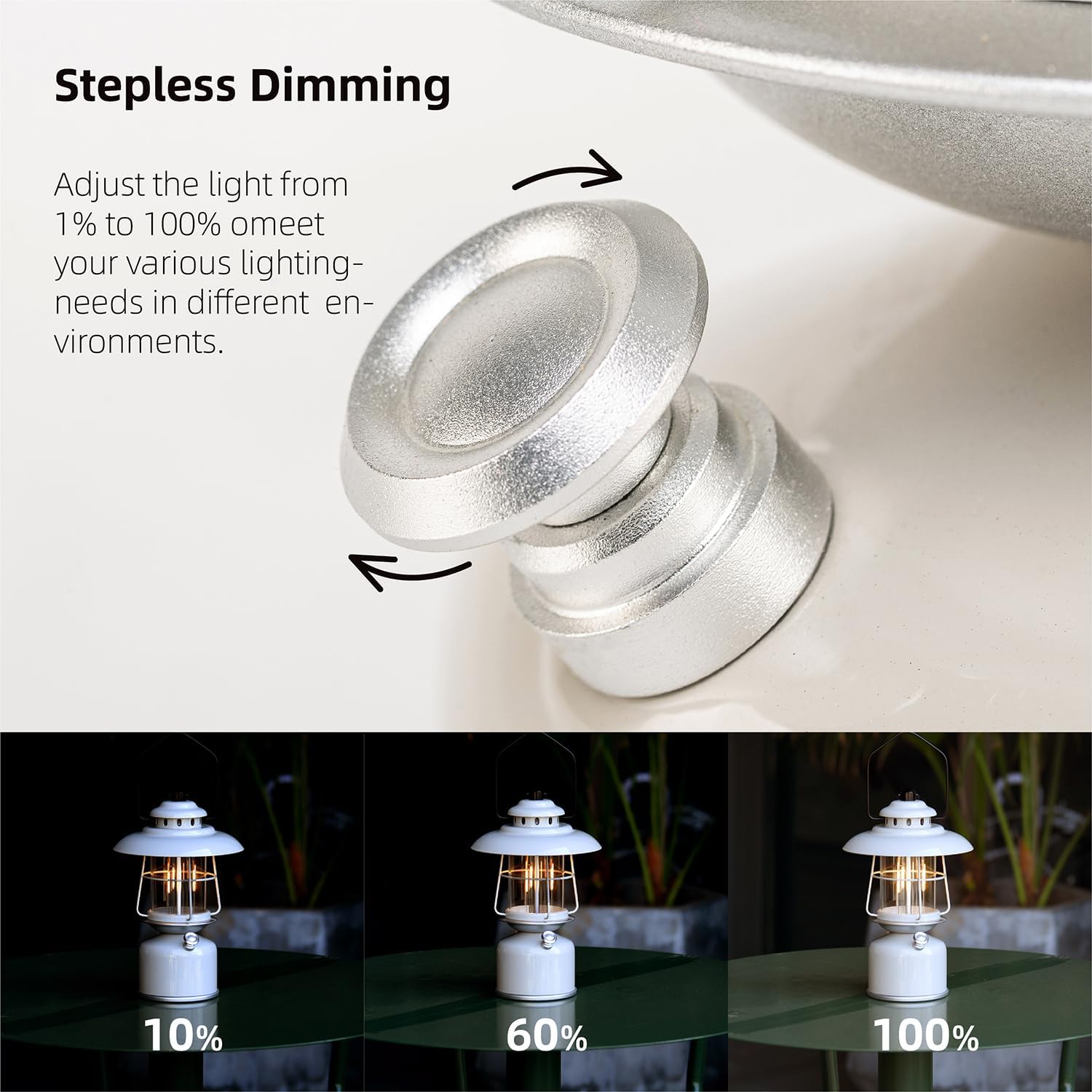 Metal Retro Classic LED Camping Lantern, 6500mAh Rechargeable Battery Last 17-500 Hours Camping Lamp, Large Dimmable Hanging Lantern, Vintage Camping Light with Hook for Courtyard Outdoor Decoration