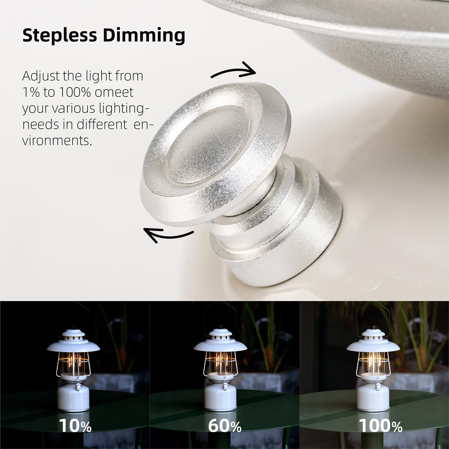Lanterna da campeggio a LED classica in metallo, stile retrò, batteria ricaricabile da 6500 mAh, durata 17-500 ore, grande lanterna da appendere dimmerabile, luce da campeggio vintage con gancio per