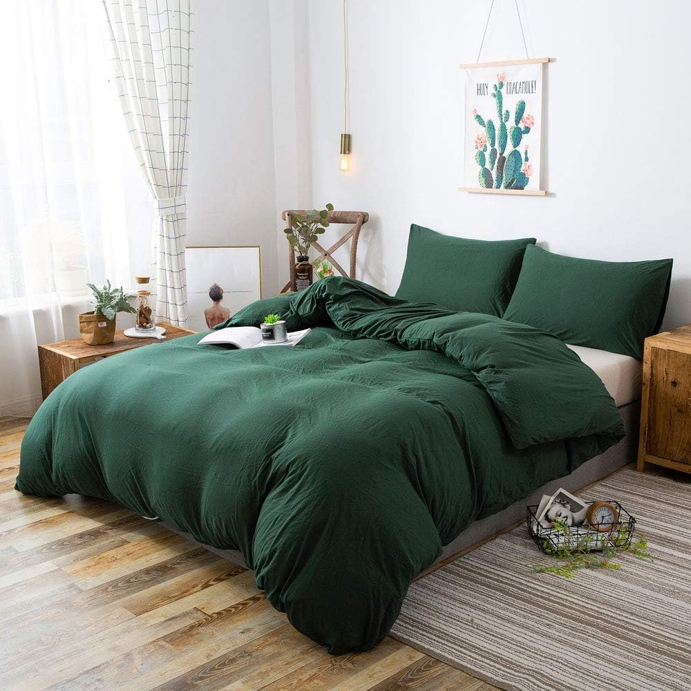 50% оƒƒ Dіѕсоunt Household 100% Cotton Jersey Knit Duvet Cover Comfortable,Super Soft Includes 2 Pillowcase (Dark Green, Queen)
