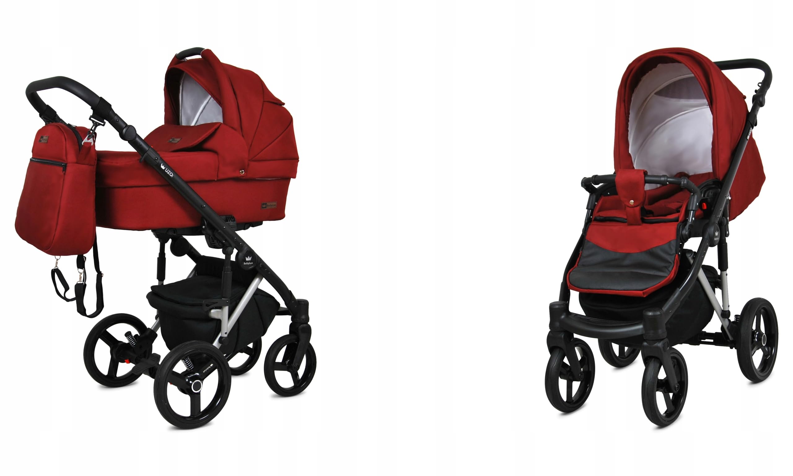 BabyLux® Zestaw wózków dziecięcych 2 w 1 – UZO – w zestawie wanienka dla niemowląt, fotelik sportowy – zestaw wózków dziecięcych – wózek dziecięcy kombi z torbą do przewijania, ochroną przed deszczem
