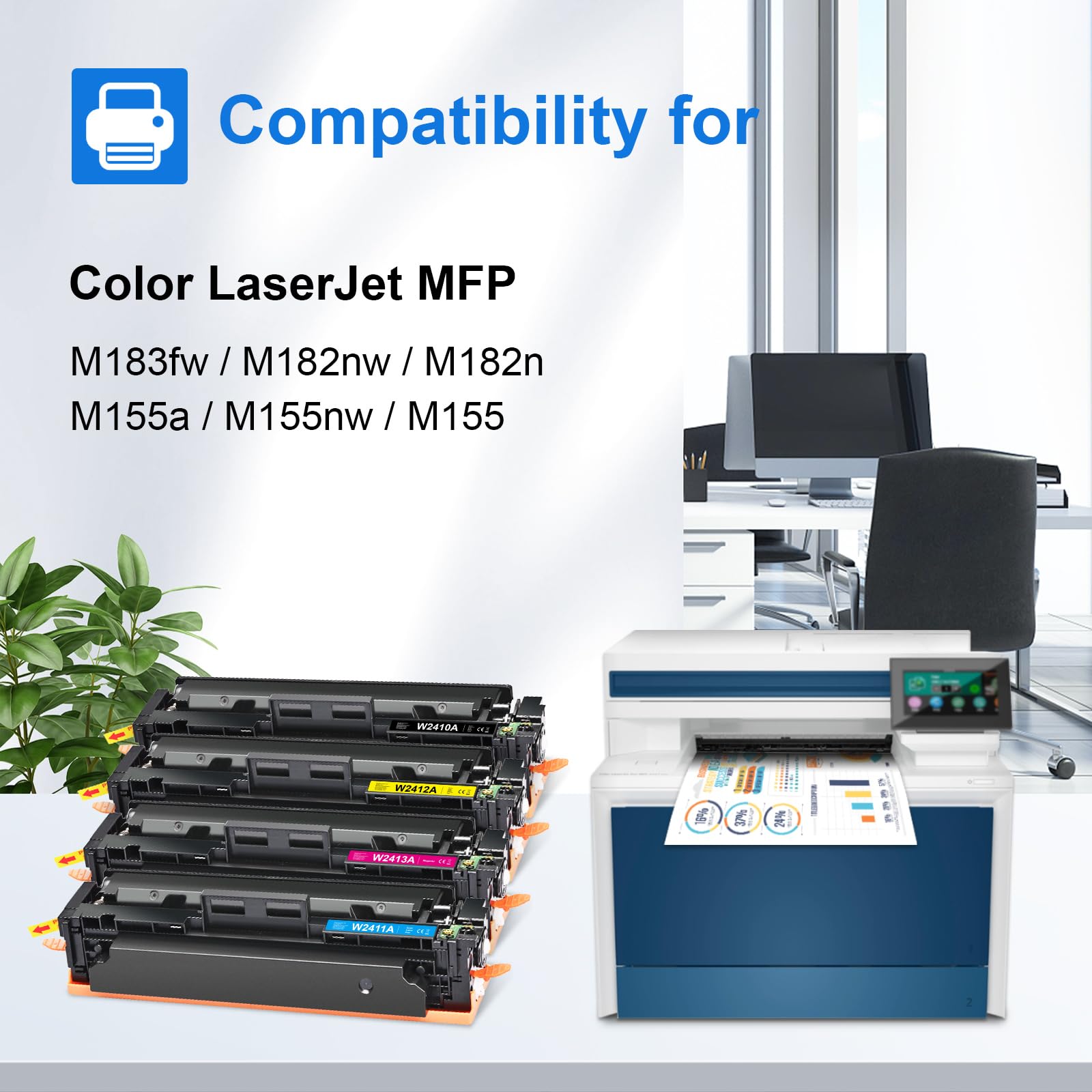MYCARTRIDGE 216A Toner (CON CHIP) compatibile per HP 216A Sostituzione per HP Color Laserjet Pro M183fw per Color Laserjet MFP M182n M182nw M155a M155nw M155 - 4 Pack