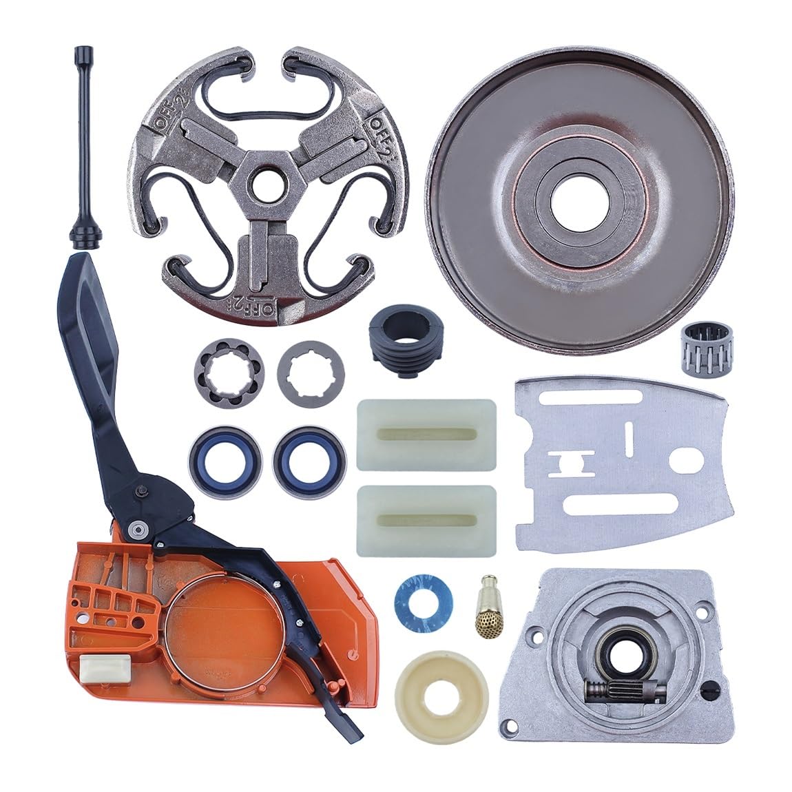 Kit de reparación for Motosierra (Incluye Tapa Embrague, Cadena, Freno, manivela, Tambor, Aceite, piñón y llanta). Compatible con motosierras 61, 66, 266, 268, 272 272XP