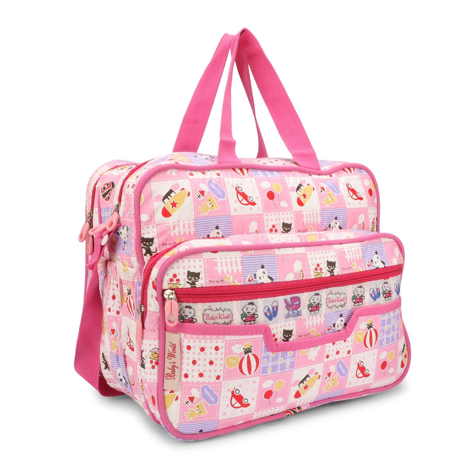 LONGING TO BUY Multi-Compartment Baby Bag, Diaper Bag & Mother Bag for All Purpose Color - Baby Pink-image-7