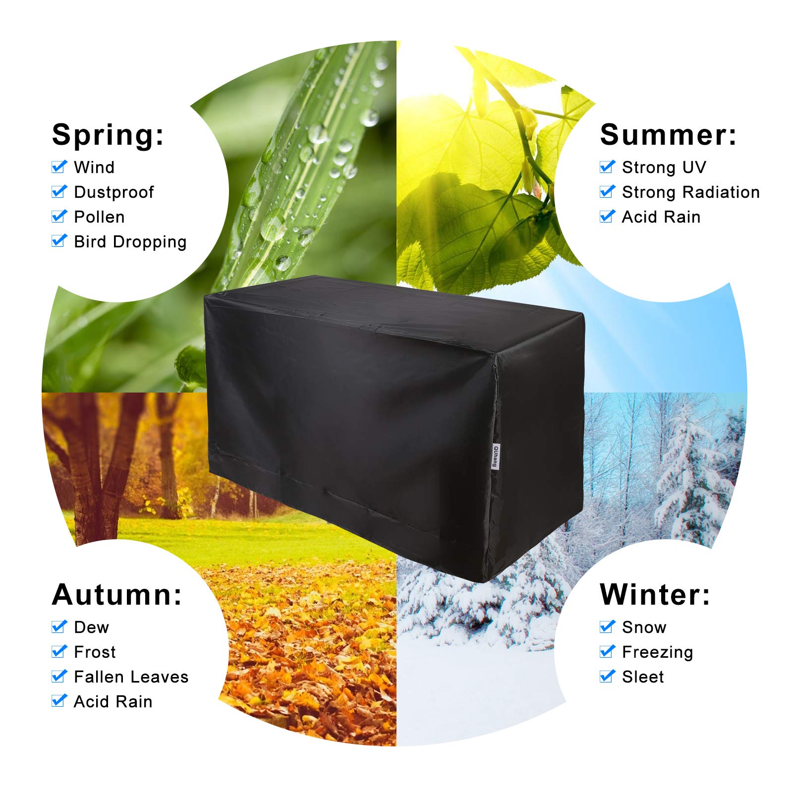 Fundas Para Muebles De Jardin Funda Impermeable Para Muebles De Jardín 420D, Color Negro, Para Banco De Patio, Para Exteriores, Resistente Al Viento, Anti Rayos UV, Tela Oxford Funda Para Mueble Jardin
