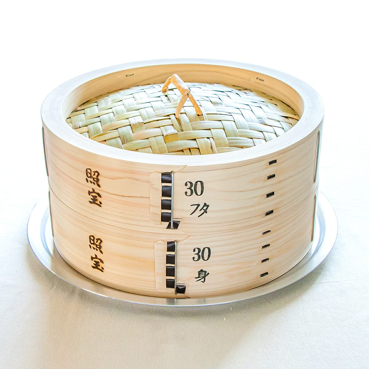照宝】中華蒸篭 30cm 照宝 白木せいろ二段 蒸し板セット30cm | 中華街 照宝