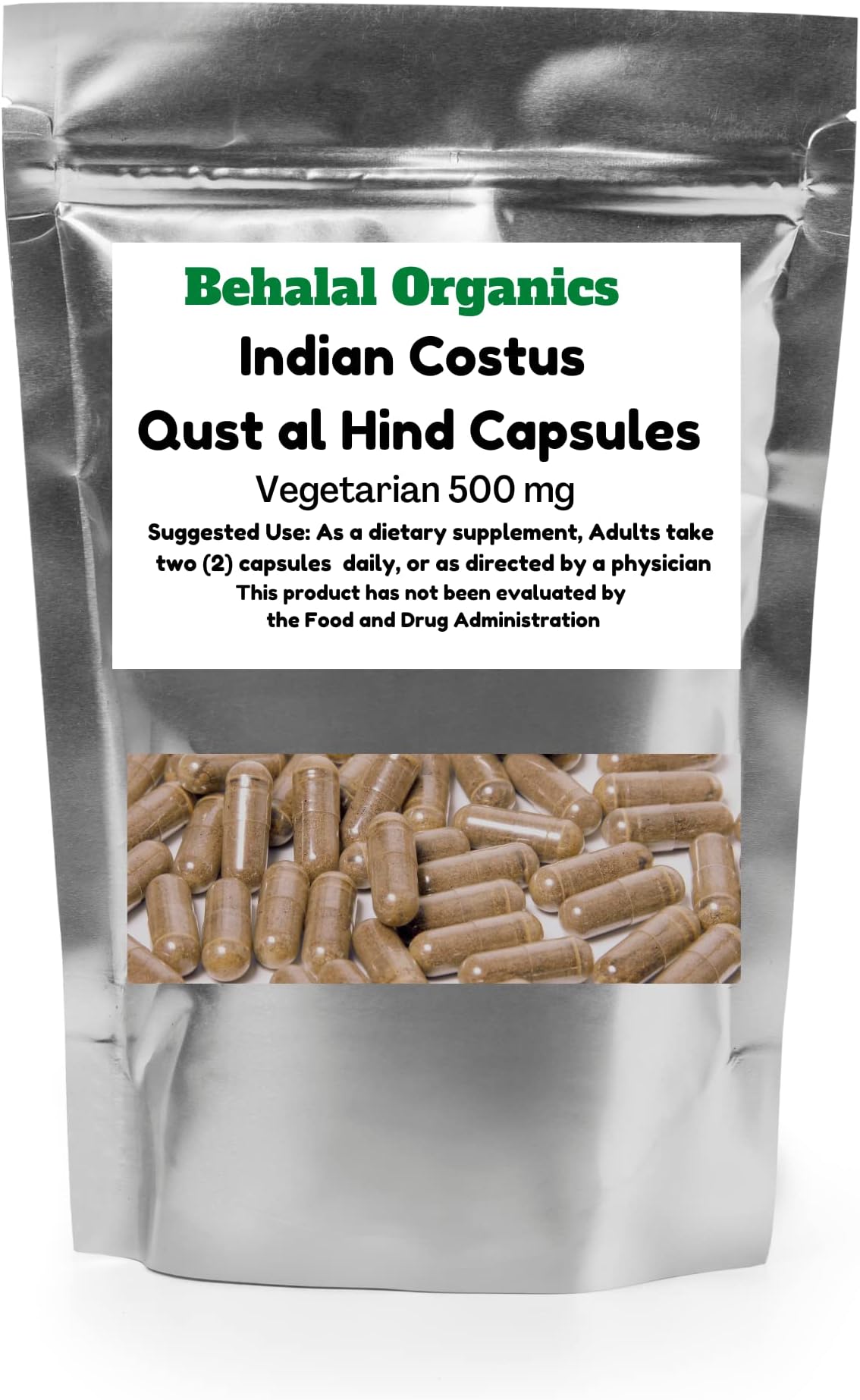 Indian Costus Root, Qust Qist Al Hindi Powder Vegetarian Capsules