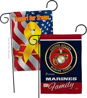 Marines Proudly Family Garden Flags Pack Armed Forces Marine Corps USMC Semper Fi United State American Military Veteran Retire Official Support Our Troops Gift Yard House 13 X 18.5
