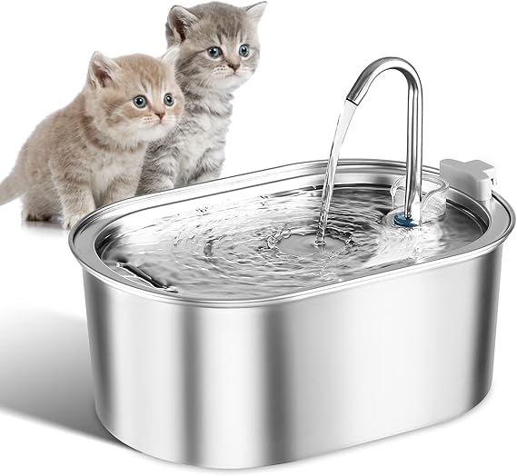 Cat Water Fountain Automatic Pet Water Fountain 3.2L/108oz Stainless
