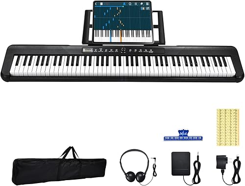 Piano digital de 88 teclas de tamaño completo con teclado electrónico semipesado con soporte de música, fuente de alimentación, pedal de