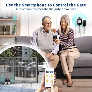 TOPENS TC196 Tuya WiFi Remote Control for Automatic Swing Sliding Gate Opener Garage Door Opener with iOS and Android App WiFi & Bluetooth Security Gate Controller