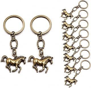 LUOZZY 10 Pcs 2026 Chinese New Year Keychain with Horse and Horseshoe | Zodiac Animal Keychain with Galloping Horse and Horseshoe for Theme Party Favors Decor