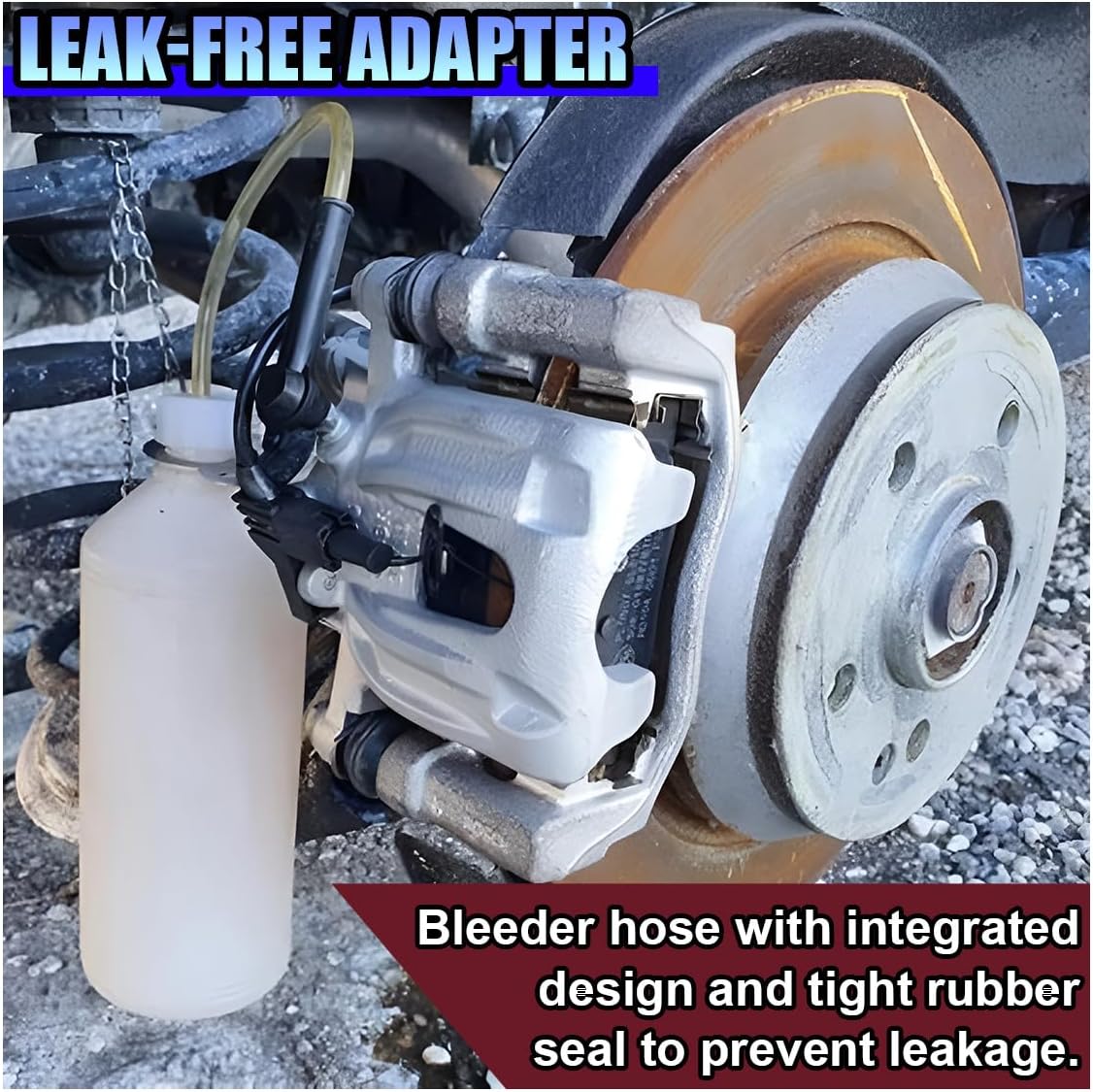 ZIMISI 1L Brake Bleeder Bottle, One Person Fluid Extractor & Master Cylinder Bleeder Kit with 24" Hose and Rubber Connector, Universal Auto Brake Fluid Bleeding Tool for Car/ATV/Motorcycle