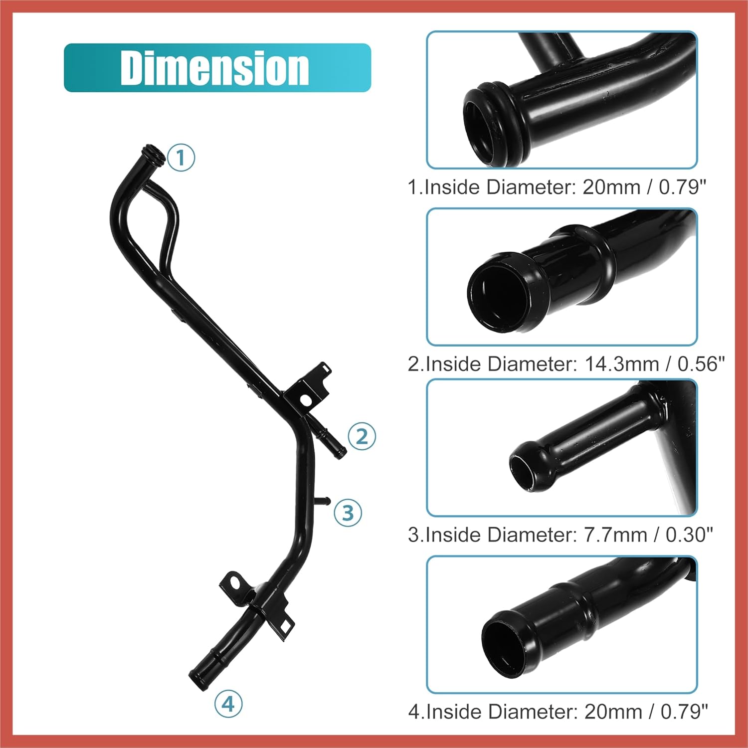 ACROPIX Metal Heater Pipe for Honda Accord 2011-2012, CR-V 2012-2014, Crosstour 2012-2015 - Black, 1x (1.45 pounds)