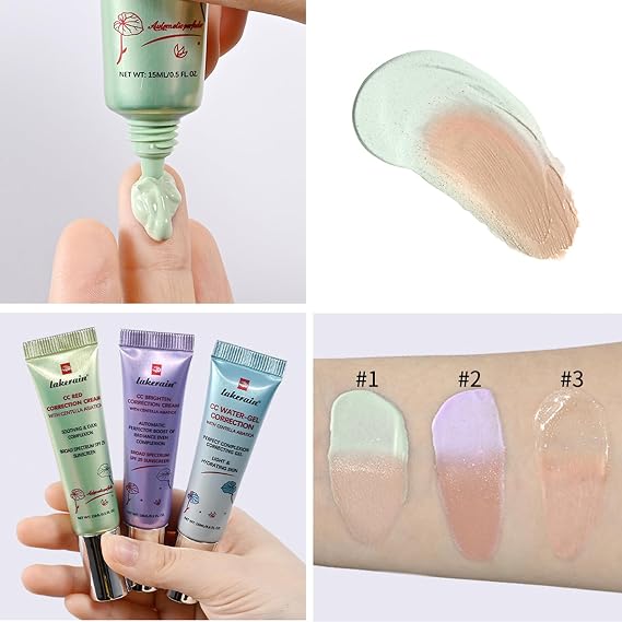 CC Red Correct with Centella Asiatica, Lightweight Skin Perfector Tinted Moisturiser, Covering Corrector Invisible Pores Face Concealer, CC Cream Light With SPF 25,15ml (1#Green, One Size)