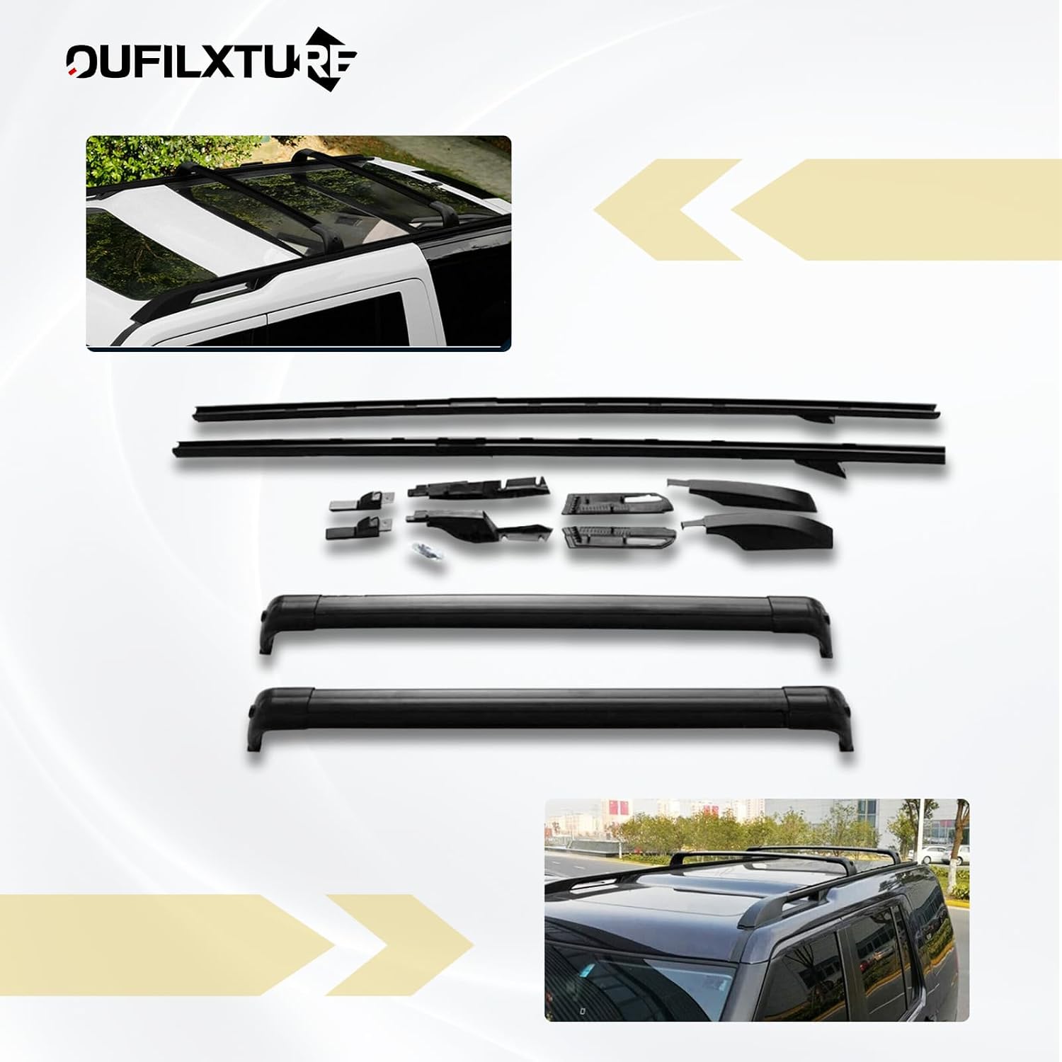 Roof Rack Rail Cross Bar Fit for Land Rover LR3 LR4 2005 2006 2007 2008 2009 2010 2011 2012 2013 2014 2015 2016 Luggage Cargo Carrier Rack Crossbars Black Aluminum Accessories