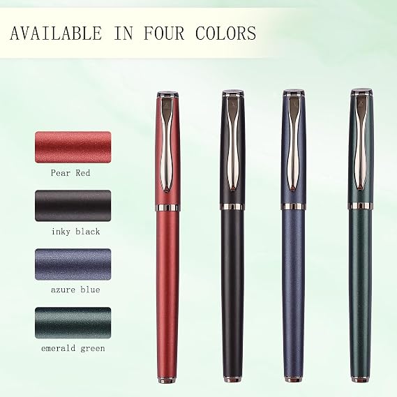 Liquid Ink Rollerball Pen,Luxury Nice pen Metal pen Smooth writing stylish design effortless writing,fancy pens with gift case for Men & Women with 2 Refills-Inky black