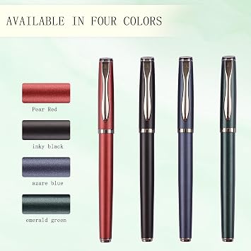 Liquid Ink Rollerball Pen,Luxury Nice pen Metal pen Smooth writing stylish design effortless writing,fancy pens with gift case for Men & Women with 2 Refills-Inky black