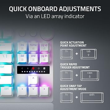 Razer Huntsman V3 Pro TKL Esports Gaming Keyboard: Analog Optical Switches Snap Tap - Rapid Trigger - Adjustable Actuation - Media Keys & Dial - Doubleshot PBT Keycaps - Wrist Rest - White